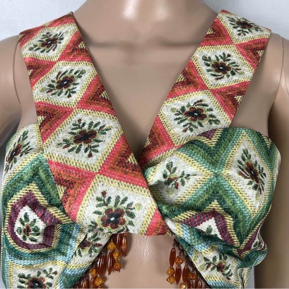 NEW AUTUMN ADEIGBO PRINTED TWIST-FRONT CROP TOP - Picture 4 of 9